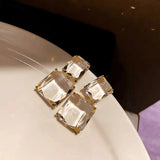 Double Square Glass Crystal Earrings for Women