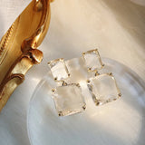 Double Square Glass Crystal Earrings for Women