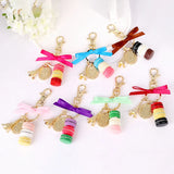 Macarons Cake Eiffel Tower Keychain Ribbon Bow-Knot Key Chain