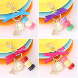 Macarons Cake Eiffel Tower Keychain Ribbon Bow-Knot Key Chain