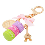 Macarons Cake Eiffel Tower Keychain Ribbon Bow-Knot Key Chain