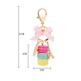 Macarons Cake Eiffel Tower Keychain Ribbon Bow-Knot Key Chain