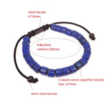 Lapis Lazuli & Micro Pave Sapphire Tube Beads Macrame Bracelet