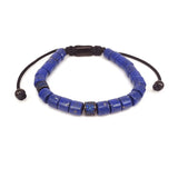 Lapis Lazuli & Micro Pave Sapphire Tube Beads Macrame Bracelet