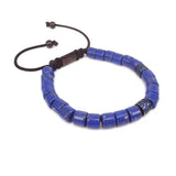 Lapis Lazuli & Micro Pave Sapphire Tube Beads Macrame Bracelet