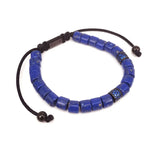 Lapis Lazuli & Micro Pave Sapphire Tube Beads Macrame Bracelet