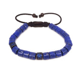Lapis Lazuli & Micro Pave Sapphire Tube Beads Macrame Bracelet