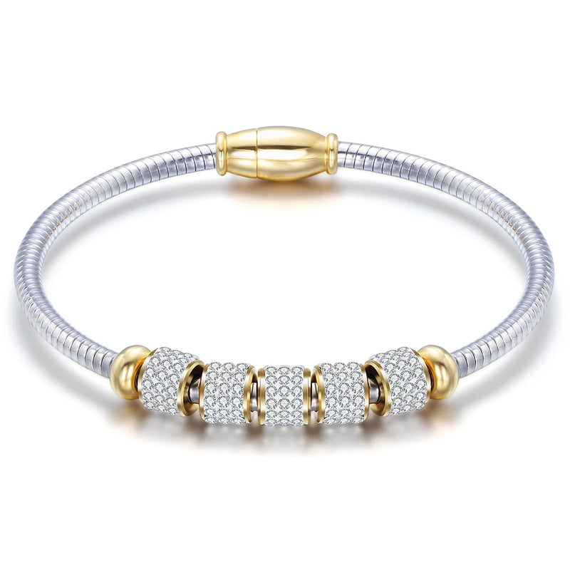 Crystal Leather Cord Bracelet with Magnet Clasp Women Gift