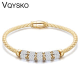Crystal Leather Cord Bracelet with Magnet Clasp Women Gift