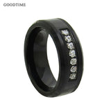 Men's Tungsten Carbide Zircon Wedding Band 8MM