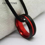 Tungsten Carbide Red Inner Ring Wedding Band 8MM