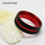 Tungsten Carbide Red Inner Ring Wedding Band 8MM