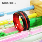 Tungsten Carbide Red Inner Ring Wedding Band 8MM