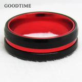 Tungsten Carbide Red Inner Ring Wedding Band 8MM
