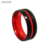 Tungsten Carbide Red Inner Ring Wedding Band 8MM