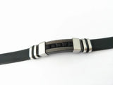 Men's Stones Silicone Bracelet Stainless Steel Charm Jewelry