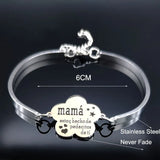Mama Stainless Steel Statement Bracelet Silver Bangle Jewelry