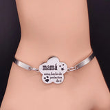 Mama Stainless Steel Statement Bracelet Silver Bangle Jewelry