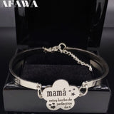 Mama Stainless Steel Statement Bracelet Silver Bangle Jewelry