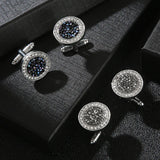 French Alloy Cufflink Shirts Button Buckle with Rhinestones