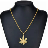 Maple Leaf Necklace Titanium Steel Hemp Leaf Pendant Charm Chain Gift