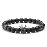 Natural Stone Beads Bracelet Men Zircon Crown Skeleton Skull Bracelets Set