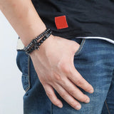 Natural Stone Beads Bracelet Men Zircon Crown Skeleton Skull Bracelets Set