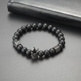 Natural Stone Beads Bracelet Men Zircon Crown Skeleton Skull Bracelets Set