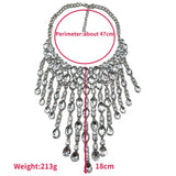 Crystal Choker Necklace Tassel Statement Pendant Chunky Collar Jewelry