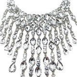Crystal Choker Necklace Tassel Statement Pendant Chunky Collar Jewelry