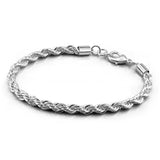 925 Sterling Silver Rope Chain Bracelet 5MM 17-20CM Bangle for Men & Boys