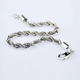 925 Sterling Silver Rope Chain Bracelet 5MM 17-20CM Bangle for Men & Boys