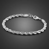925 Sterling Silver Rope Chain Bracelet 5MM 17-20CM Bangle for Men & Boys