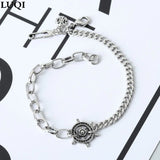 S925 Retro Thai Silver Rudder Pin Couple Bracelets