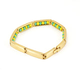 Men Bead Bracelet Engraved Name Gold-plated Stainless Steel Bangle