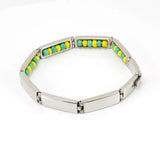Men Bead Bracelet Gold-Plated Engraved Name Steel Stainless Bangle
