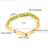 Men Bead Bracelet Engraved Name Gold-plated Stainless Steel Bangle