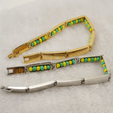 Men Bead Bracelet Gold-Plated Engraved Name Steel Stainless Bangle