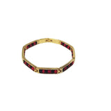 Men Bead Bracelet Engraved Name Gold-plated Stainless Steel Bangle