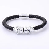 Men Bracelet Bangle Alloy Leather Husband Boyfriend Gift