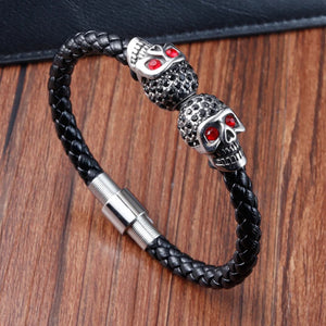 Men Bracelet Stainless Steel Rope Bangle Leather Dragon Claw Punk Jewelry