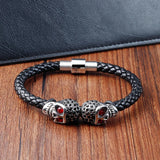 Men Bracelet Stainless Steel Rope Bangle Leather Dragon Claw Punk Jewelry