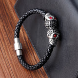 Men Bracelet Stainless Steel Rope Bangle Leather Dragon Claw Punk Jewelry