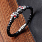 Men Bracelet Stainless Steel Rope Bangle Leather Dragon Claw Punk Jewelry