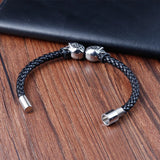 Men Bracelet Stainless Steel Rope Bangle Leather Dragon Claw Punk Jewelry