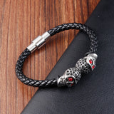 Men Bracelet Stainless Steel Rope Bangle Leather Dragon Claw Punk Jewelry