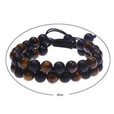 Men Bracelets Hematite Tiger Eye Double Layer Row Bracelets