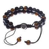 Men Bracelets Hematite Tiger Eye Double Layer Row Bracelets