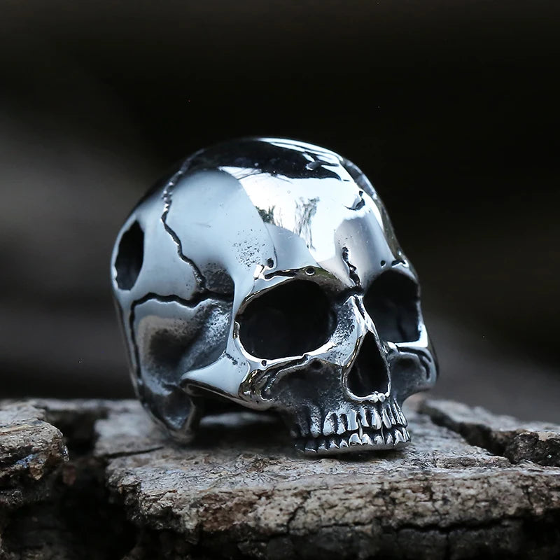 Men Broken Head Skull Chain Necklace Hip Hop Jewelry Gothic Skull Pendant
