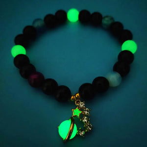 Glow In The Dark Stone Bead Bracelet Luminous Fluorescence Jewelry